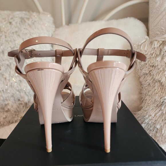 YSL Tribute Platform Sandals Nude Size 7.5 - Picture 3 of 7